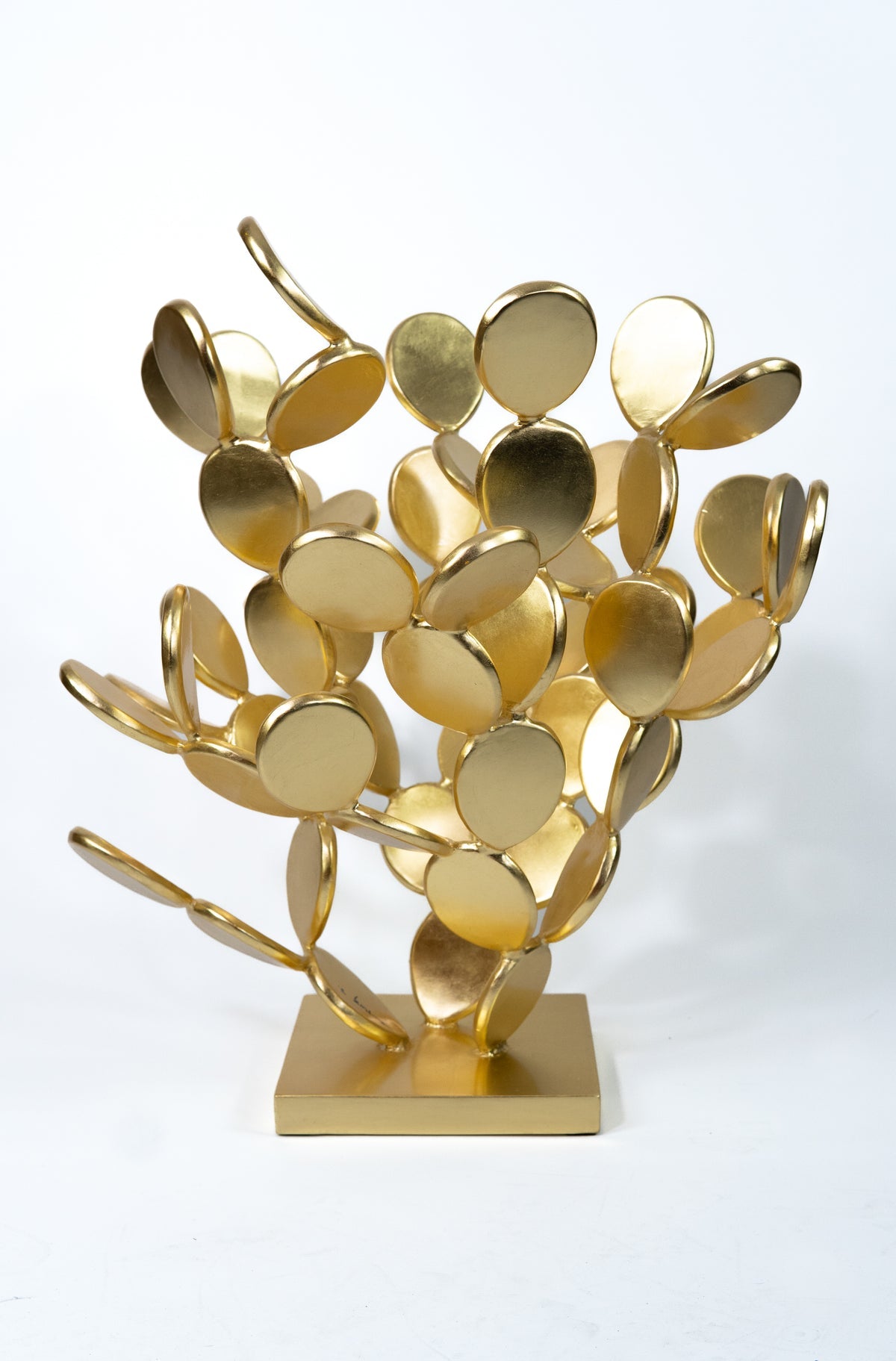 MATSONGA iron cactus sculpture, gold leaf finish